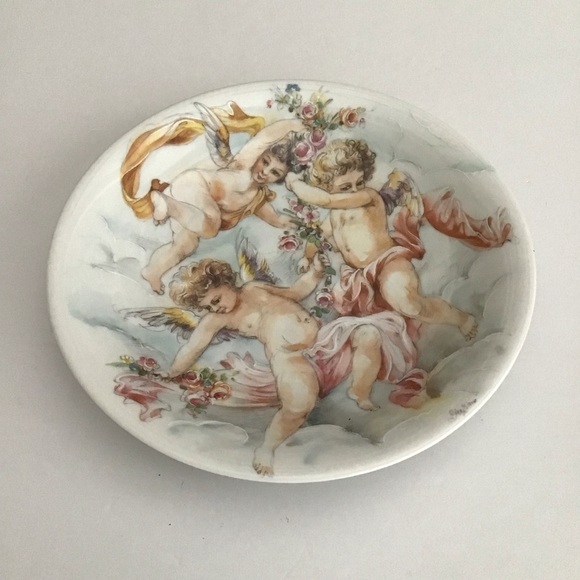 Limoges France Gold Accent Plate Dish 7.5” Hand Painted Cherubs Porcelain Signed - Picture 12 of 16